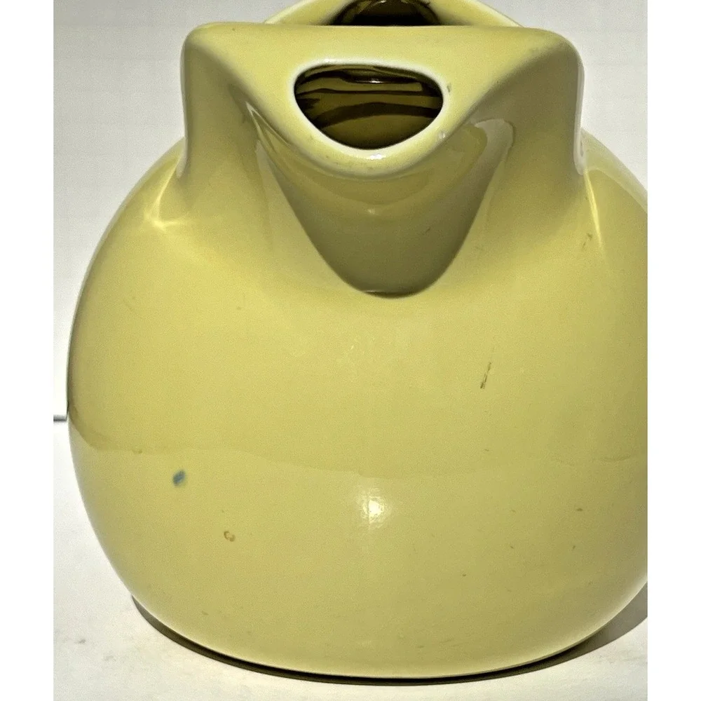Ball Pitcher Hall China Yellow Ice Lip Mid Century 64 oz Ceramic Vintage Server